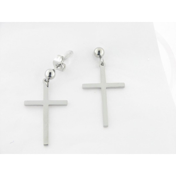 Pendientes Acero Cruz