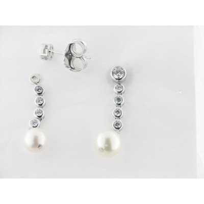 Camaleoni Pendientes Plata Perlas Piedras