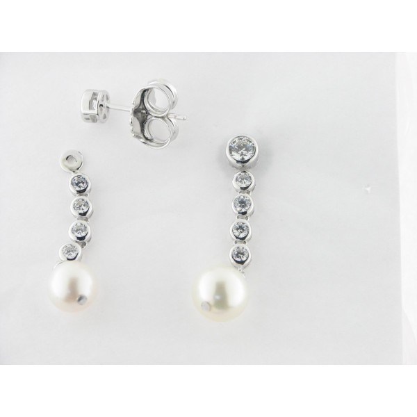 Camaleoni Pendientes Plata Perlas Piedras