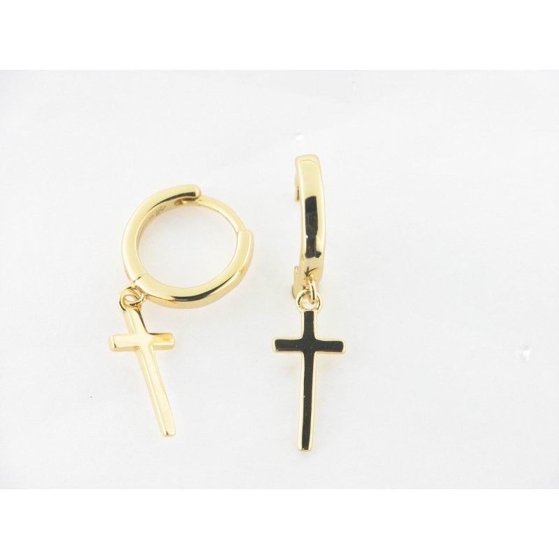 Viceroy Pendientes Plata Aro Chapado con Cruz
