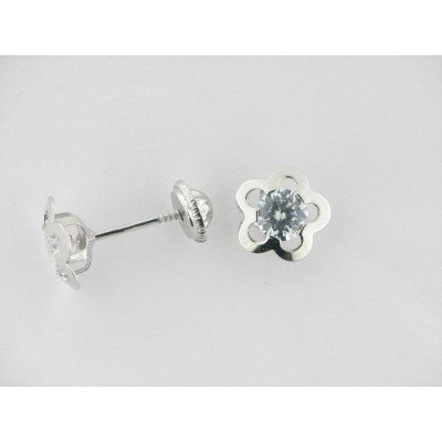 Pendientes Oro Blanco Piedra