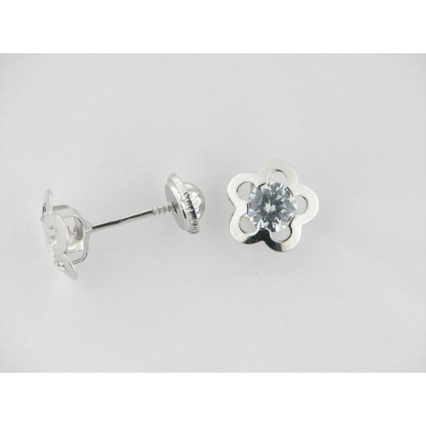 Pendientes Oro Blanco Piedra