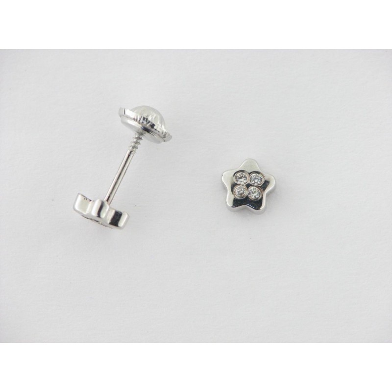 Pendientes Oro Blanco Piedras