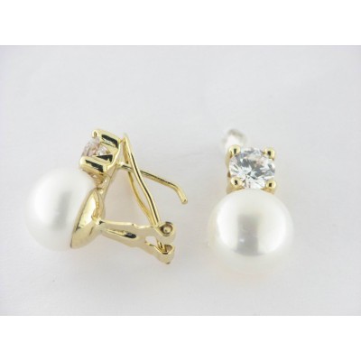 Pendientes Oro Perla Piedra