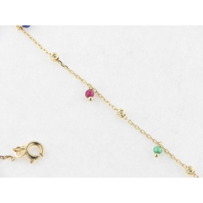 Tobillera Oro Piedras Color