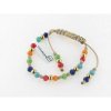 Disorder Pulsera Hilo Beige Bolas 6 mm Acero Dorado