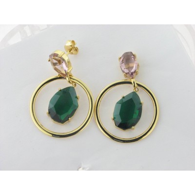 Viceroy Pendientes Colgar Plata Dorada Piedras