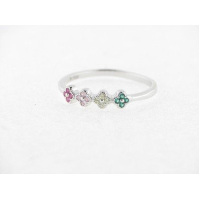 Sortija Plata Piedras Colores