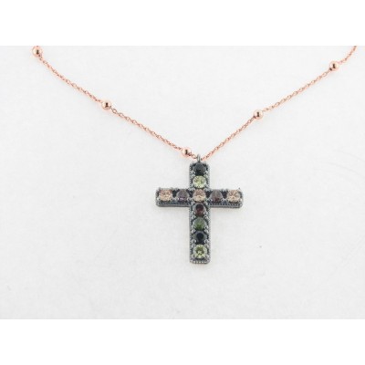 Raive Colgante Plata Cruz Piedras con Cadena