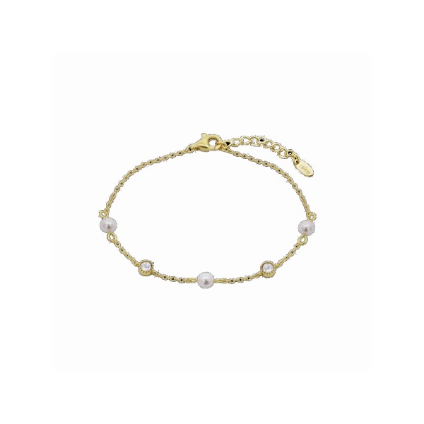 Lotus Pulsera Plata Chapada Piedras Perlas