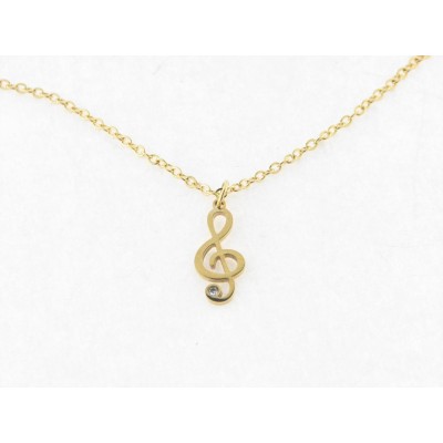 Gargantilla Acero Chapado Clave de Sol Calada