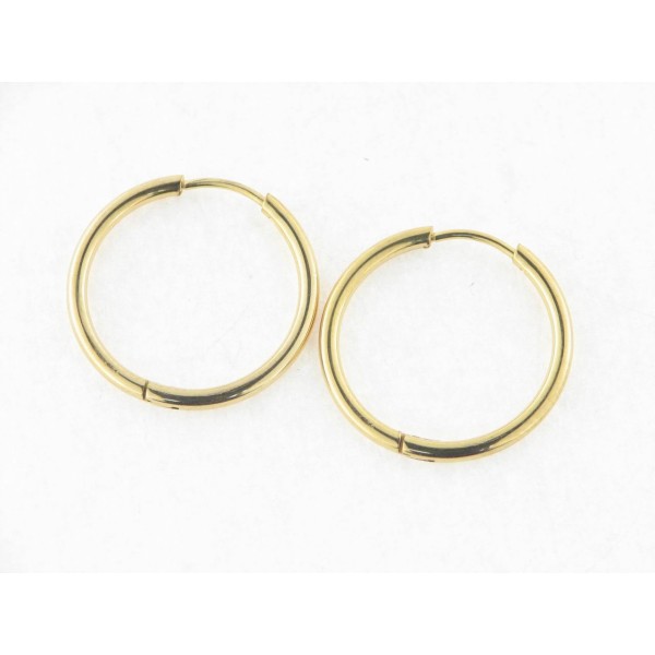 Pendientes Aro Acero Dorado 20 mm