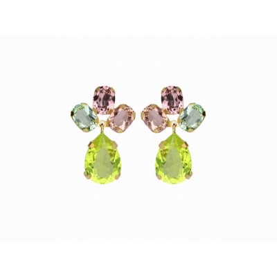 Victoria Cruz Pendientes Plata Baño Oro Piedras