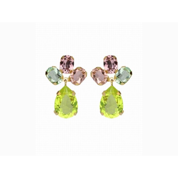 Victoria Cruz Pendientes Plata Baño Oro Piedras