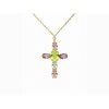Victoria Cruz Collar Corto Cruz Plata Baño Oro Piedras