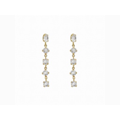 Victoria Cruz Pendientes Plata Baño Oro Piedras