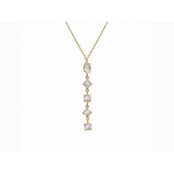 Victoria Cruz Collar Largo Plata Baño Oro Piedras