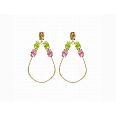 Victoria Cruz Pendientes Plata Baño Oro Piedras