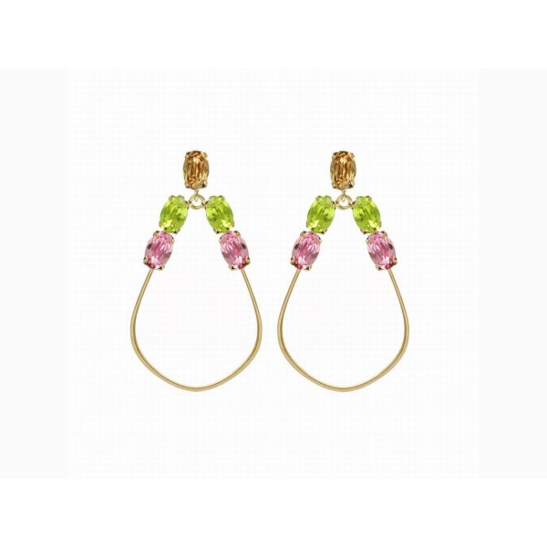 Victoria Cruz Pendientes Plata Baño Oro Piedras