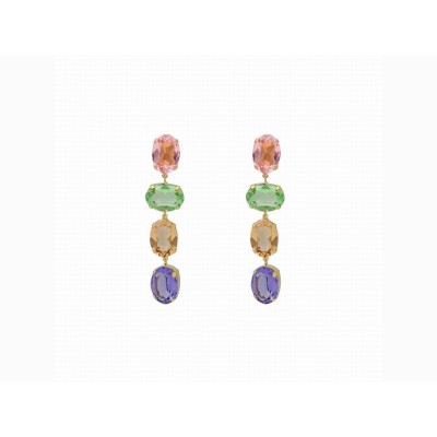 Victoria Cruz Pendientes Plata Baño Oro Piedras