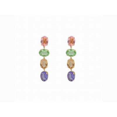 Victoria Cruz Pendientes Plata Baño Oro Piedras