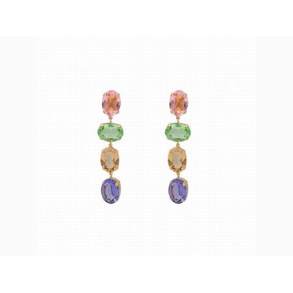 Victoria Cruz Pendientes Plata Baño Oro Piedras