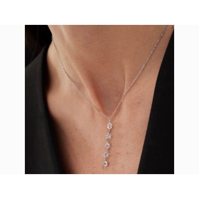 Victoria Cruz Collar Largo Plata Baño Oro Piedras