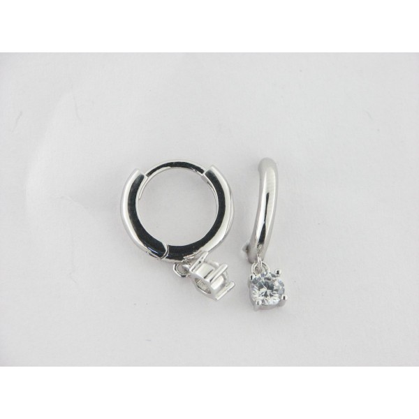 Pendientes aro plata piedra