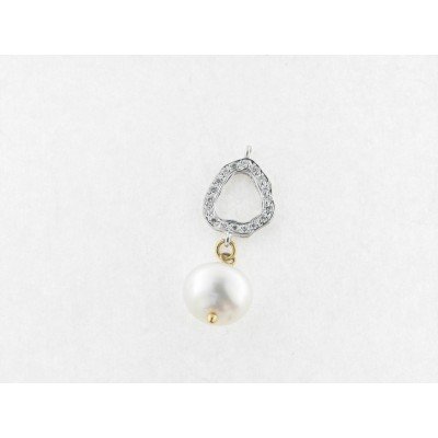 Colgante Oro Blanco Diamante Perla