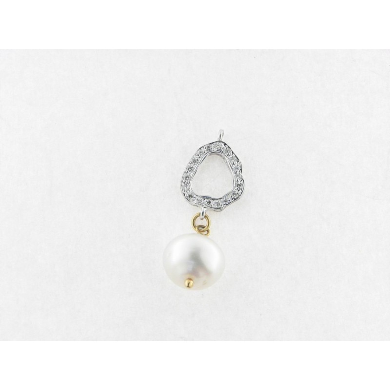 Colgante Oro Blanco Diamante Perla