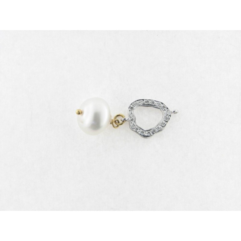 Colgante Oro Blanco Diamante Perla