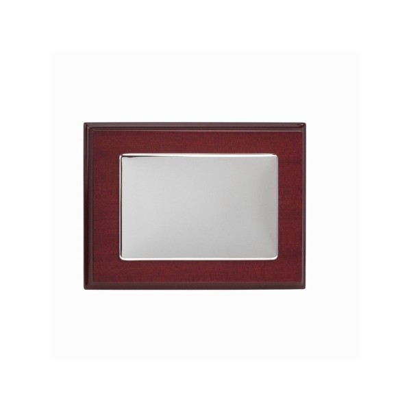 Placa plata c/marco madera