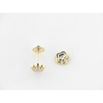Pendientes Oro Bicolor Piedra