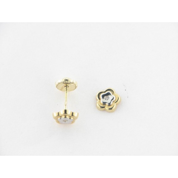 Pendientes Oro Bicolor Piedra