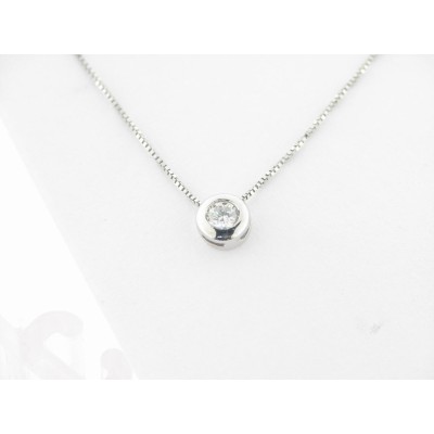 Colgante Oro Blanco Diamante con Cadena
