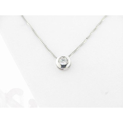Colgante Oro Blanco Diamante con Cadena