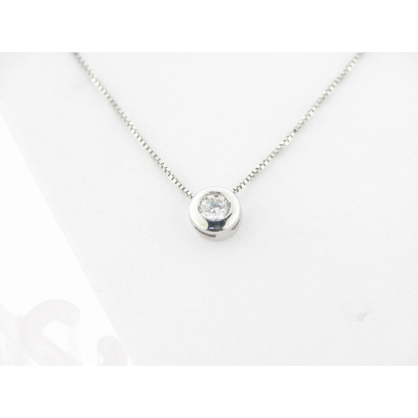 Colgante Oro Blanco Diamante con Cadena