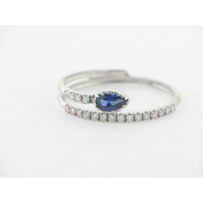 Sortija Oro Blanco Diamante Zafiro