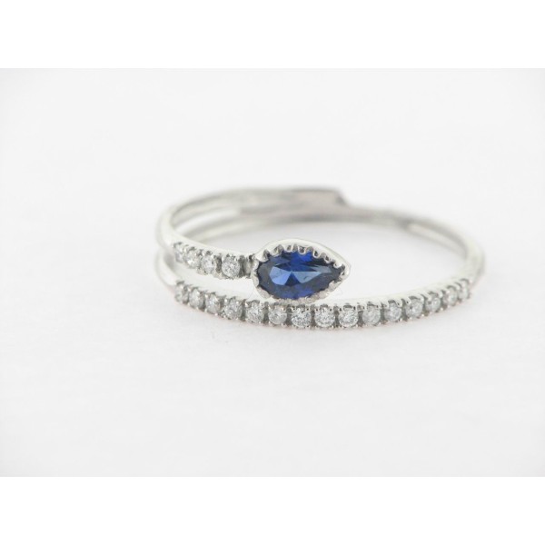 Sortija Oro Blanco Diamante Zafiro