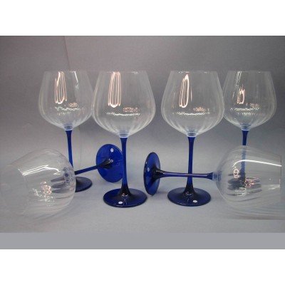 Copas vidrio tallo azul cobalto (6 unidades)