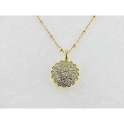 Lotus colgante plata chapada circonitas c/cadena