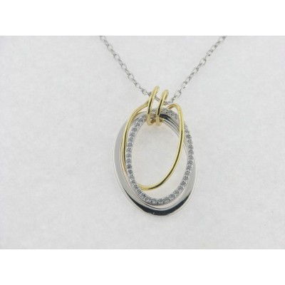 Lotus colgante plata chapada circonitas c/cadena