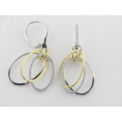 Lotus pendientes plata bicolor circonitas