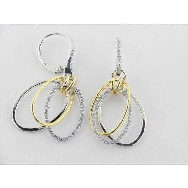 Lotus pendientes plata bicolor circonitas
