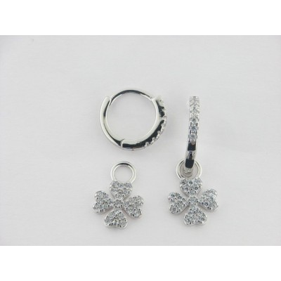 Lotus pendientes aro plata circonitas