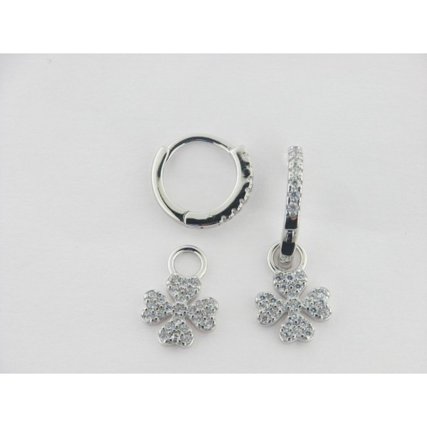Lotus pendientes aro plata circonitas