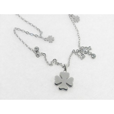 Lotus collar acero piedras