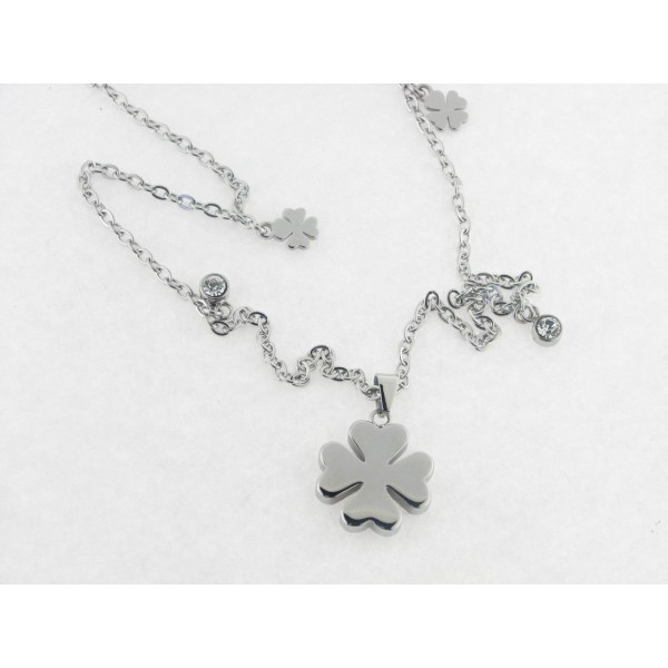 Lotus collar acero piedras