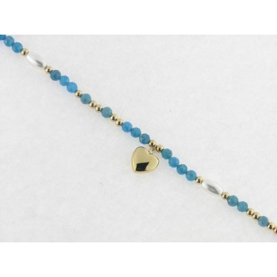 Lotus pulsera acero chapado perlas piedras