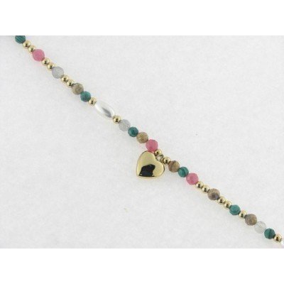 Lotus pulsera acero chapado perlas piedras